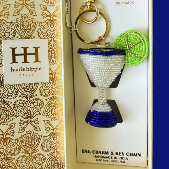 haute hippie Beaded Margarita with Lime Bag & Key Charm NWT Gold Hardware - Picture 2 of 9